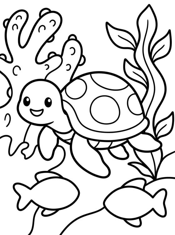 Friendly Sea Turtle para colorir Desenho de Friendly Sea Turtle para colorir e imprimir grátis