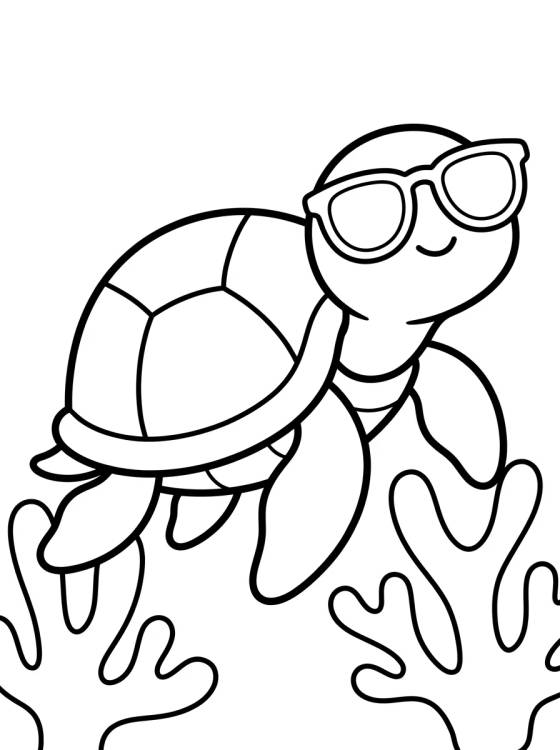 Cute Turtle with Sunglasses para colorir Desenho de Cute Turtle with Sunglasses para colorir e imprimir grátis