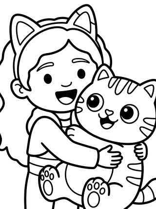 Gabby Hugging Pandy Paws para colorir Desenho de Gabby Hugging Pandy Paws para colorir e imprimir grátis