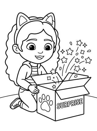 Gabby Opening the Meow Mail Surprise Box para colorir Desenho de Gabby Opening the Meow Mail Surprise Box para colorir e imprimir grátis