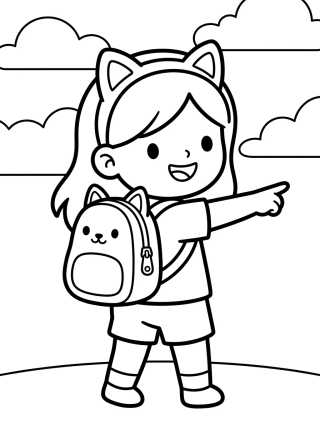 Gabby with Magic Backpack Ready for Adventure para colorir Desenho de Gabby with Magic Backpack Ready for Adventure para colorir e imprimir grátis