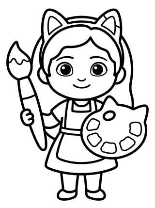 Gabby the Artist with Paintbrush para colorir Desenho de Gabby the Artist with Paintbrush para colorir e imprimir grátis