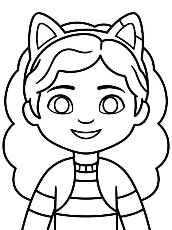 Smiling Gabby with Kitty Ears para colorir Desenho de Smiling Gabby with Kitty Ears para colorir e imprimir grátis
