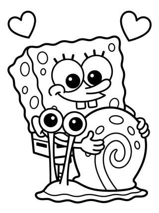 Gary and SpongeBob Hugging para colorir Desenho de Gary and SpongeBob Hugging para colorir e imprimir grátis