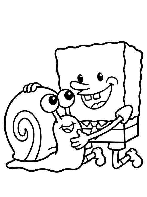 Gary the Snail with SpongeBob para colorir Desenho de Gary the Snail with SpongeBob para colorir e imprimir grátis