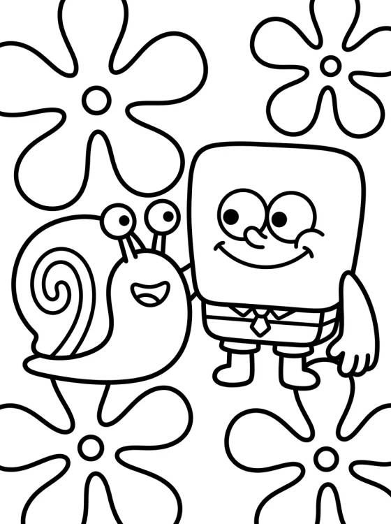 Gary the Snail with SpongeBob para colorir Desenho de Gary the Snail with SpongeBob para colorir e imprimir grátis
