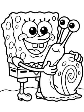 Gary the Snail with SpongeBob para colorir Desenho de Gary the Snail with SpongeBob para colorir e imprimir grátis