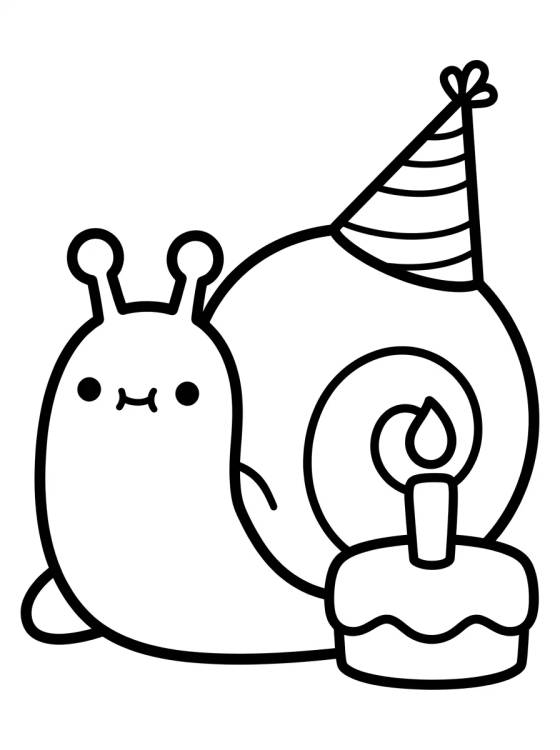 Gary the Snail with Birthday Hat para colorir Desenho de Gary the Snail with Birthday Hat para colorir e imprimir grátis