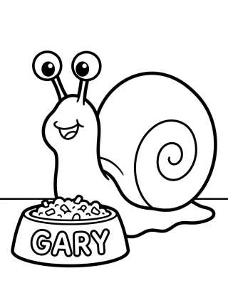 Gary the Snail Eating Snail Food para colorir Desenho de Gary the Snail Eating Snail Food para colorir e imprimir grátis