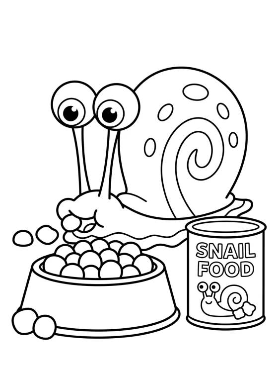 Gary the Snail Eating Food para colorir Desenho de Gary the Snail Eating Food para colorir e imprimir grátis
