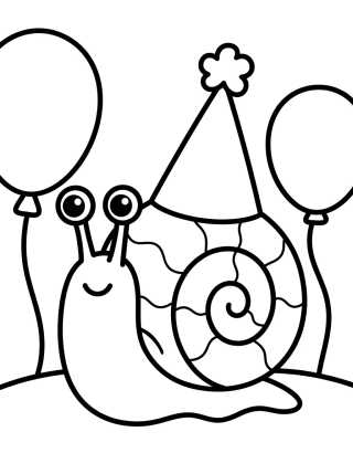 Gary the Snail Wearing a Birthday Hat para colorir Desenho de Gary the Snail Wearing a Birthday Hat para colorir e imprimir grátis