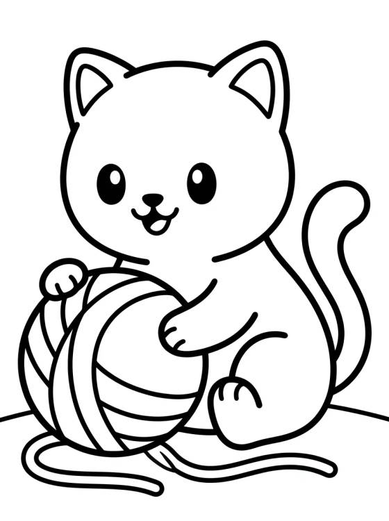 Kitten Playing with Yarn Ball para colorir Desenho de Kitten Playing with Yarn Ball para colorir e imprimir grátis