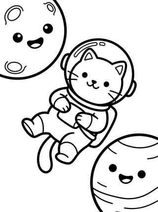 Astronaut Cat in Outer Space para colorir Desenho de Astronaut Cat in Outer Space para colorir e imprimir grátis