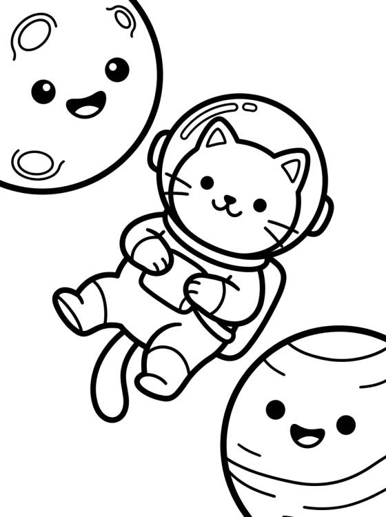 Astronaut Cat in Outer Space para colorir Desenho de Astronaut Cat in Outer Space para colorir e imprimir grátis