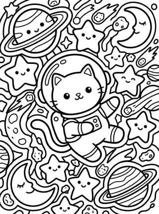 Space Astronaut Cat para colorir Desenho de Space Astronaut Cat para colorir e imprimir grátis