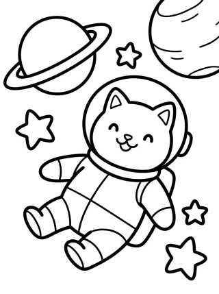 Astronaut Cat in Outer Space para colorir Desenho de Astronaut Cat in Outer Space para colorir e imprimir grátis
