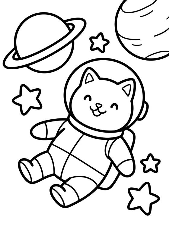 Astronaut Cat in Outer Space para colorir Desenho de Astronaut Cat in Outer Space para colorir e imprimir grátis