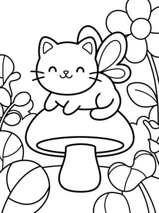 Fairy Cat with Butterfly Wings para colorir Desenho de Fairy Cat with Butterfly Wings para colorir e imprimir grátis