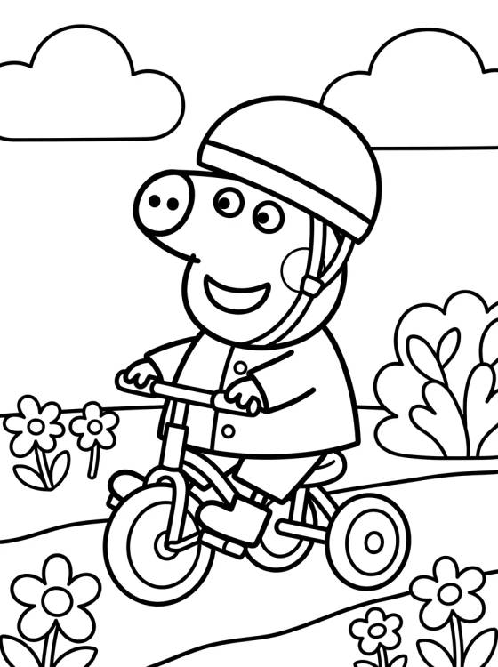 George Pig Riding a Tricycle para colorir Desenho de George Pig Riding a Tricycle para colorir e imprimir grátis