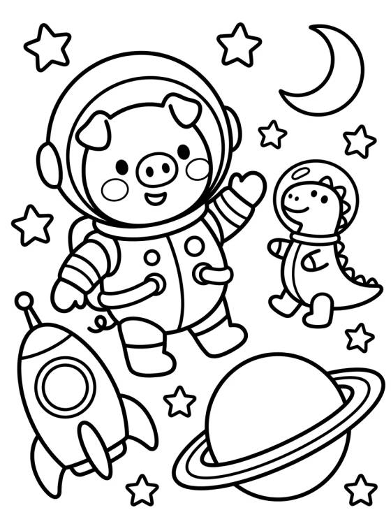 Astronaut George Pig in Space para colorir Desenho de Astronaut George Pig in Space para colorir e imprimir grátis