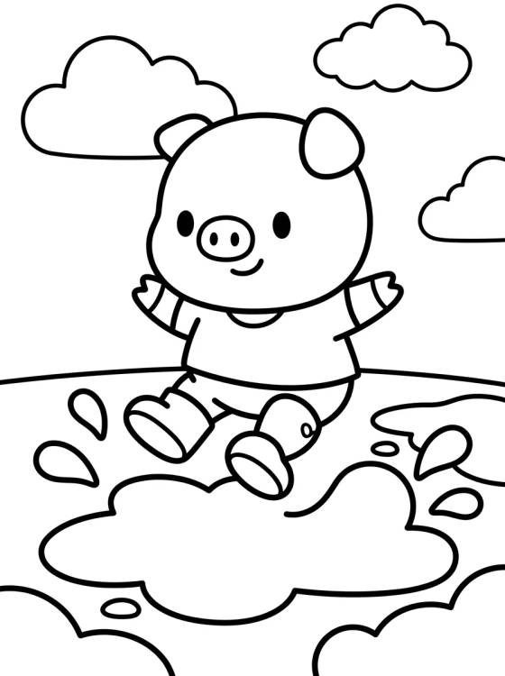 George Pig Playing in Muddy Puddles para colorir Desenho de George Pig Playing in Muddy Puddles para colorir e imprimir grátis