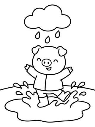 George Pig Playing in Muddy Puddles para colorir Desenho de George Pig Playing in Muddy Puddles para colorir e imprimir grátis