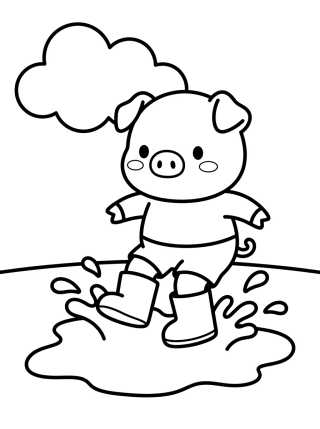 George Pig Jumping in Muddy Puddles para colorir Desenho de George Pig Jumping in Muddy Puddles para colorir e imprimir grátis