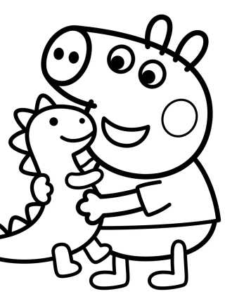 George Pig with Mr. Dinosaur para colorir Desenho de George Pig with Mr. Dinosaur para colorir e imprimir grátis