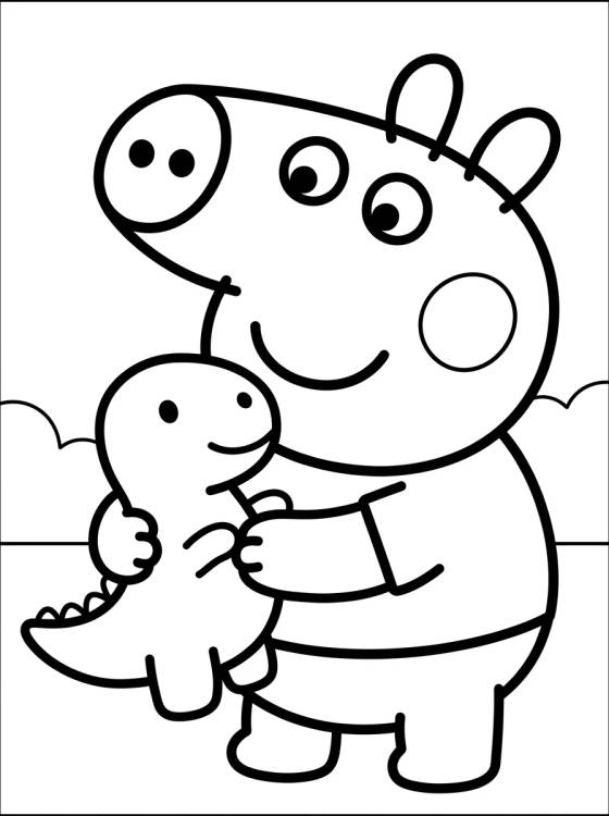 George Pig with his Toy Dinosaur para colorir Desenho de George Pig with his Toy Dinosaur para colorir e imprimir grátis