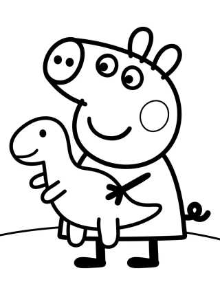 George Pig with his Toy Dinosaur para colorir Desenho de George Pig with his Toy Dinosaur para colorir e imprimir grátis