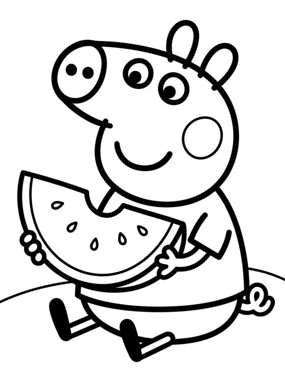 George Pig Eating Watermelon para colorir Desenho de George Pig Eating Watermelon para colorir e imprimir grátis