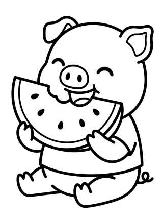 George Pig Eating Watermelon para colorir Desenho de George Pig Eating Watermelon para colorir e imprimir grátis