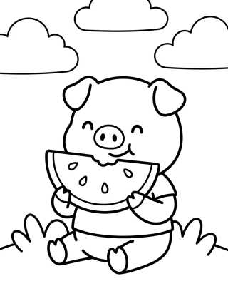 George Pig Eating Watermelon para colorir Desenho de George Pig Eating Watermelon para colorir e imprimir grátis