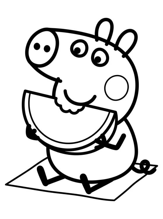 George Pig Eating Watermelon para colorir Desenho de George Pig Eating Watermelon para colorir e imprimir grátis