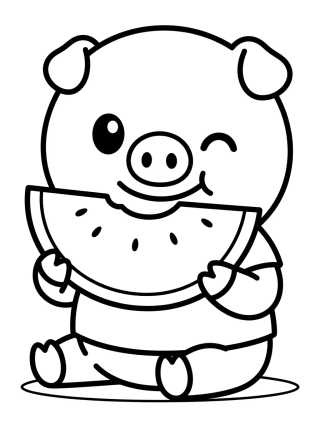 George Pig Eating Watermelon para colorir Desenho de George Pig Eating Watermelon para colorir e imprimir grátis