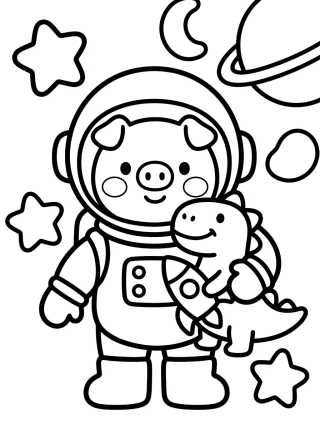 George Pig Astronaut in Space para colorir Desenho de George Pig Astronaut in Space para colorir e imprimir grátis