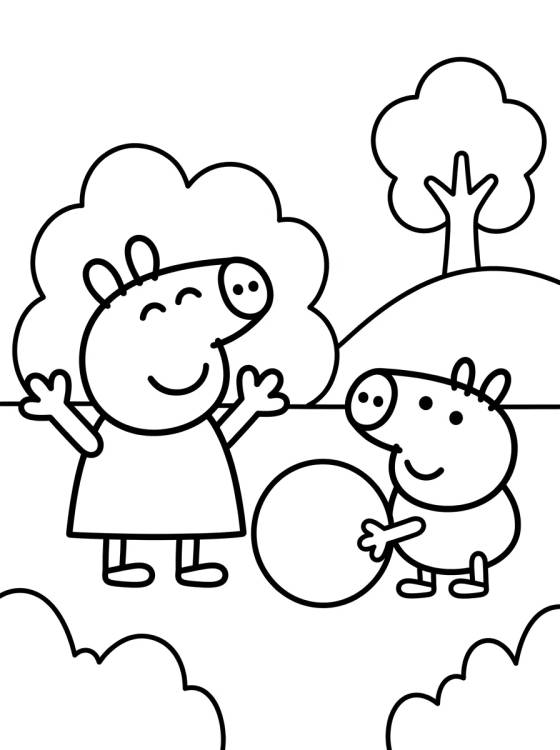 George Pig and Peppa Pig Playing para colorir Desenho de George Pig and Peppa Pig Playing para colorir e imprimir grátis
