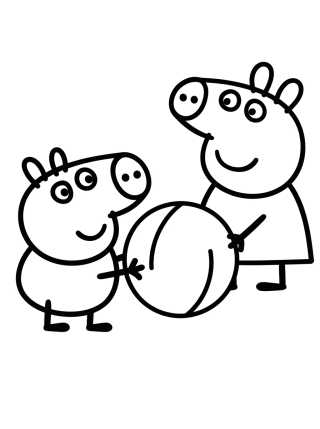 George Pig and Peppa Pig Playing para colorir Desenho de George Pig and Peppa Pig Playing para colorir e imprimir grátis