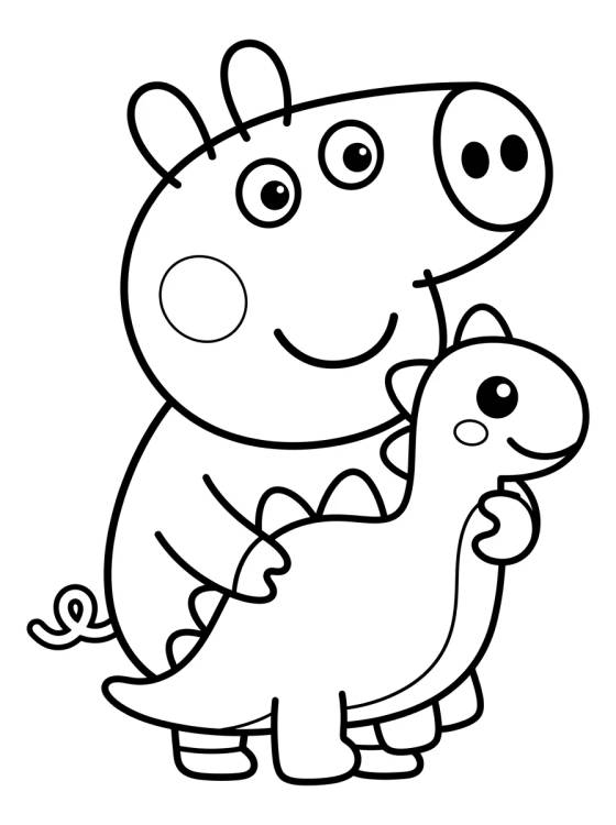 George Pig and his Dinosaur para colorir Desenho de George Pig and his Dinosaur para colorir e imprimir grátis