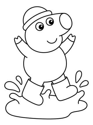 George Pig Jumping in Muddy Puddles para colorir Desenho de George Pig Jumping in Muddy Puddles para colorir e imprimir grátis