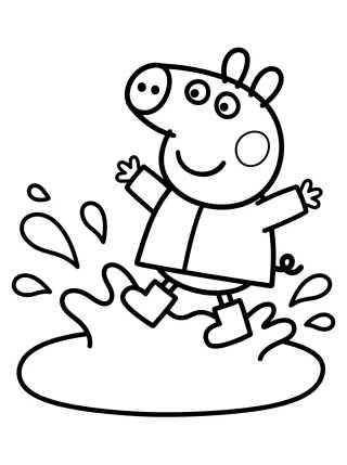 George Pig Jumping in Muddy Puddles para colorir Desenho de George Pig Jumping in Muddy Puddles para colorir e imprimir grátis