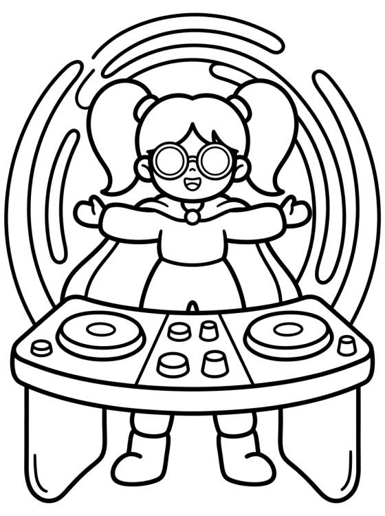 Protector K-Pop Warrior DJ para colorir Desenho de Protector K-Pop Warrior DJ para colorir e imprimir grátis