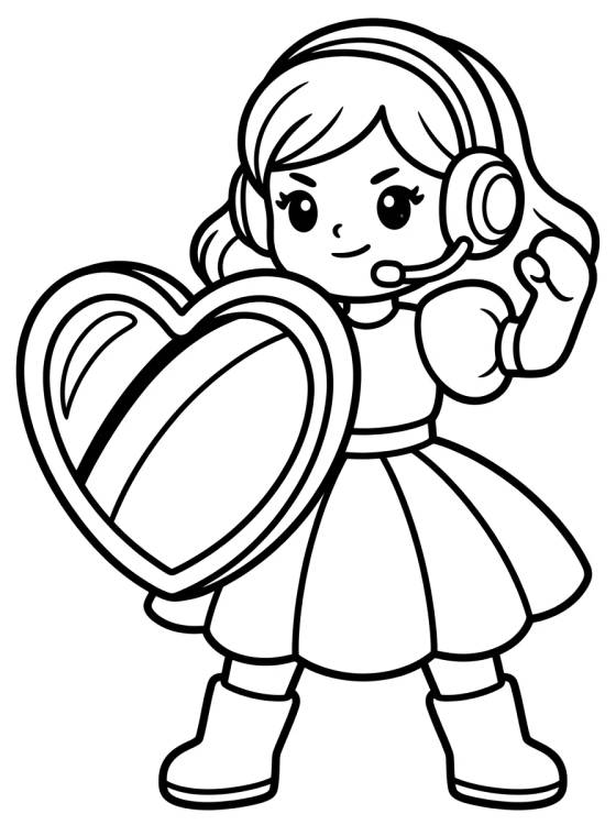K-Pop Warrior with Heart Shield para colorir Desenho de K-Pop Warrior with Heart Shield para colorir e imprimir grátis