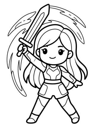 K-Pop Warrior Dancing with Light Sword para colorir Desenho de K-Pop Warrior Dancing with Light Sword para colorir e imprimir grátis