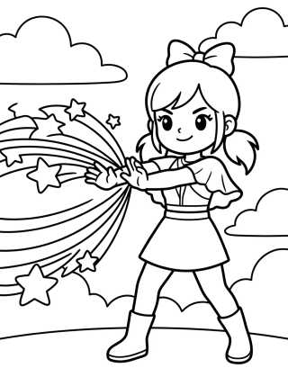K-Pop Warrior in Magic Combat Pose para colorir Desenho de K-Pop Warrior in Magic Combat Pose para colorir e imprimir grátis