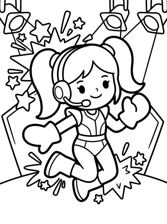K-Pop Warrior on the Futuristic Stage para colorir Desenho de K-Pop Warrior on the Futuristic Stage para colorir e imprimir grátis