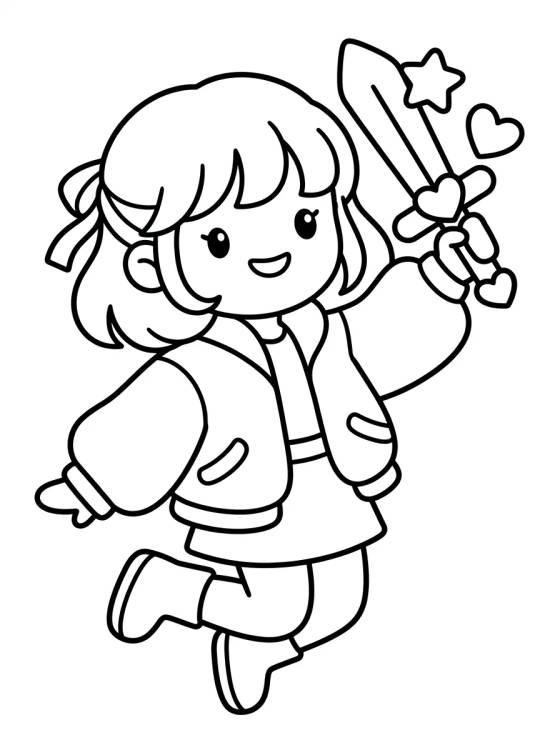K-Pop Leader with Sword Microphone para colorir Desenho de K-Pop Leader with Sword Microphone para colorir e imprimir grátis
