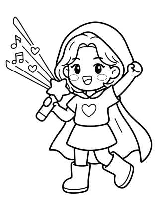 K-Pop Leader Casting Musical Note Powers para colorir Desenho de K-Pop Leader Casting Musical Note Powers para colorir e imprimir grátis