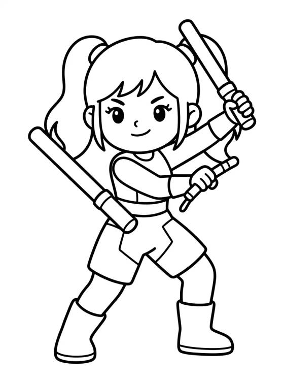 Warrior Dancer with Glowing Staffs para colorir Desenho de Warrior Dancer with Glowing Staffs para colorir e imprimir grátis