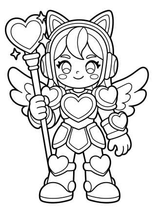 K-Pop Warrior in Heart Armor para colorir Desenho de K-Pop Warrior in Heart Armor para colorir e imprimir grátis
